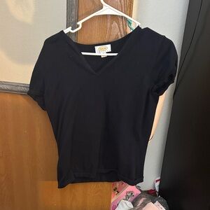 Navy V-Neck Women's Top